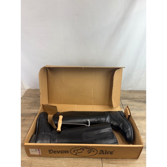 Devon Aire Black Leather Tall Riding Boots Lace Up Zip Back Women Size 7 - Picture 7 of 11